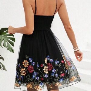 Black Floral Embroidered Sundress